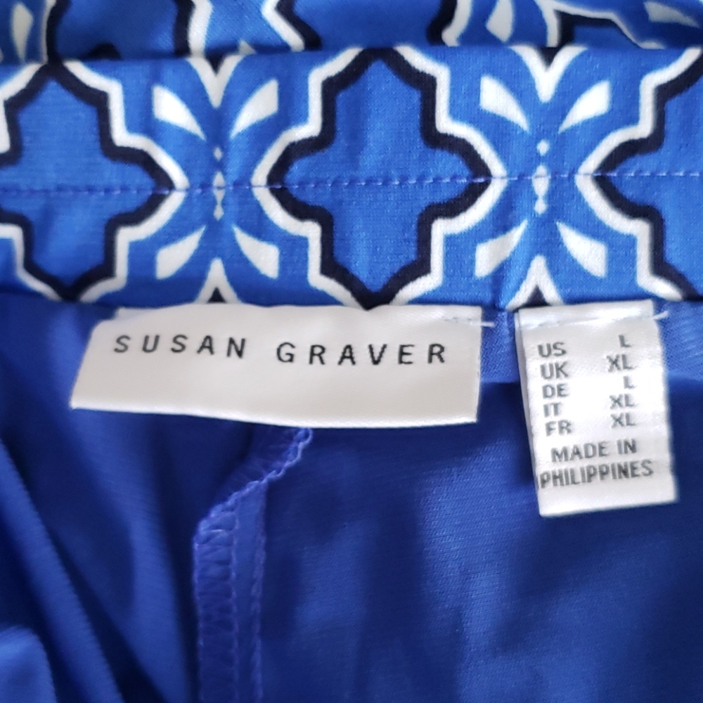 Susan Graver Blue and White Patterned Skirt - Picture 5 of 6